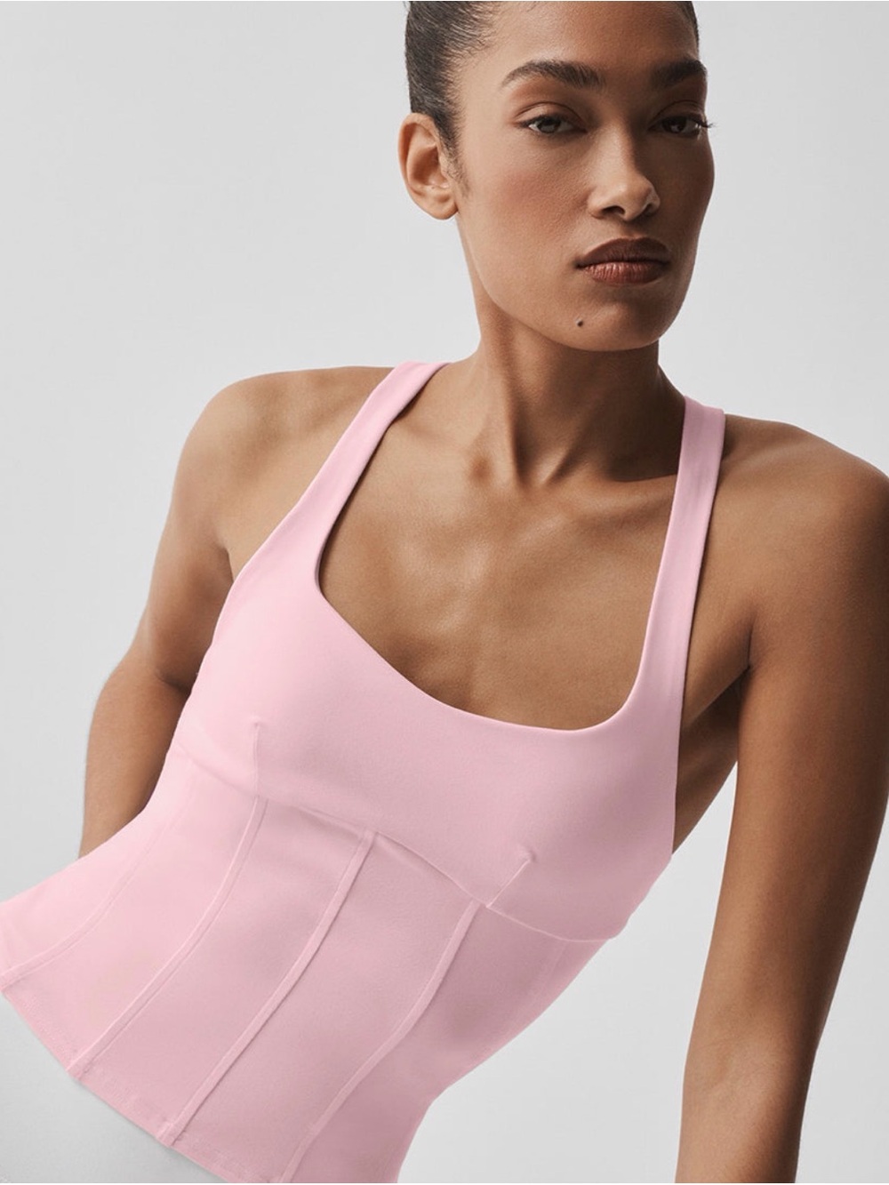 ALO- Airbrush Sparks Fly Corset Tank - Vintage Pink